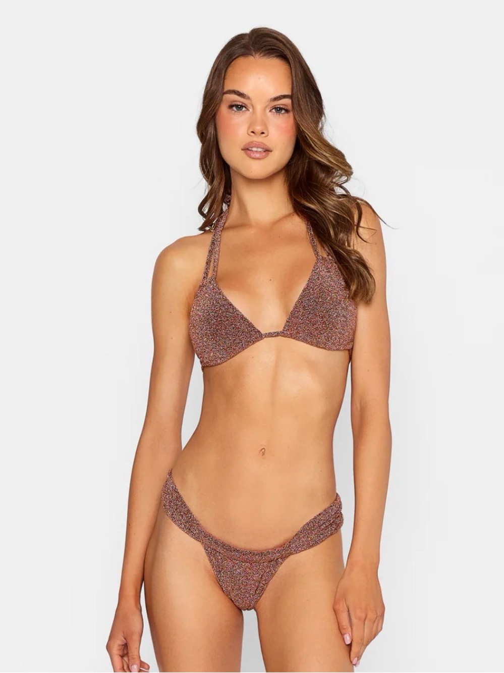 Beach Bunny Shimmery Bronze Triangle Bikini Set